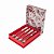 Jogo 4 Colher de Sobremesa Inox Cabo Estampa Floral Porcelana Caixa Mesa Posta Premium - Imagem 1