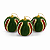 Kit 3 Bolas Enfeite Árvore de Natal Tecido Aveludado 8cm Verde Vermelho Decoracao - Imagem 1