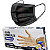 Kit Mascara Descartável Preta+ Luva Vinil Transparente G - Imagem 1
