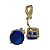 Brinco de Pressão Solitário Redondo com Zircônia Azul Safira | Elegância Delicada e Sofisticada - Dourado - Imagem 1