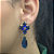 Brinco de Pressão BP Accessories - Zircônias Azul Safira Gota e Pingente Alongado - Luxo em Ouro 18K - Imagem 2