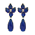 Brinco de Pressão BP Accessories - Zircônias Azul Safira Gota e Pingente Alongado - Luxo em Ouro 18K - Imagem 1