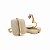 Brinco de Pressão Ânima Quadrado Creme Perolado com Filete Dourado | Clipe Francês Ouro 18K | 2 x 2 cm - Imagem 1