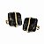 Brinco de Pressão Ânima Quadrado Preto Marmorizado com Filete Dourado | Clipe Francês Ouro 18K | 2 x 2 cm - Imagem 3