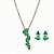 Conjunto Colar e Brincos de Pressão BP Sinfonia Verde - Imagem 1