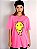 Camiseta Boyfriend Smiley Rosa Neon Estonada - Imagem 3