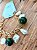 Pulseira verde com pérola em elos - Imagem 3