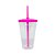 Copo com Canudo e Tampa Rosa 550ml - Acrilico PS - Imagem 1