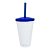 Copo Shake com Tampa Branco e Azul 550ml - Acrilico PS - Imagem 1
