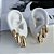 Trio Brincos Folheado Ouro 18k e Prata 925 Argolas Quadrada Abaulada - Imagem 1