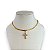 Choker Folheada Ouro 18k e Prata 925 Fita Laminada Cruz Strass - Imagem 1