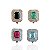 Berloque Charm Folheado Ouro 18k e Prata 925 Quadrado Cristal Cravejado - Imagem 1