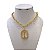 Colar Folheado Ouro 18k Correntaria Elos Nossa Senhora Cravejada - Imagem 1