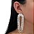 Brinco Folheado Ouro 18k e Prata 925 Franja Strass Oval Fechado - Imagem 2