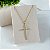 Colar Folheado Ouro 18k Cruz Strass - Imagem 1