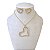 Conjunto Folheado Ouro 18k e Prata 925 Coração Vazado Strass - Imagem 1