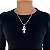 Corrente Masculina Folheada Prata 925 Riviera Cruz Egípcia Cravejada - Imagem 2