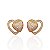 Brinco Folheado Ouro 18k e Prata 925 Dois Coração Cravejado - Imagem 1