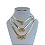 Choker Folheada Ouro 18k Fita Laminada Filhos Cravejados - Imagem 1
