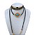 Choker Couro Bijuteria Dourado e prata Country Mandala Pedraria - Imagem 1