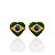 Brinco Folheado Ouro 18k e Prata 925 Coração Brasil - Imagem 1
