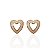 Brinco Folheado Ouro 18k e Prata 925 Coração Vazado Cravejado - Imagem 1
