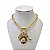 Colar Folheado Ouro 18k Correntaria Elos Português Country Pingentes Strass - Imagem 1