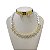 Conjunto Folheado Ouro 18k e Prata 925 Pérola Redonda Cravejada - Imagem 1