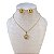 Conjunto Folheado Ouro 18k e Prata 925 Nossa Senhora Cravejada Redondo Mini - Imagem 1