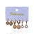 Trio Brincos Folheado Ouro 18k e Prata 925 Argolas Redondo Cravejado - Imagem 1