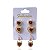 Trio Brincos Folheado Ouro 18k e Prata 925 Coração Cravejado - Imagem 2