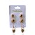 Trio Brincos Folheado Ouro 18k e Prata 925 Gota Cravejada - Imagem 1