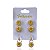 Trio Brincos Folheado Ouro 18k e Prata 925 Redondo Cravejado - Imagem 1