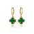 BRINCO ARGOLA TREVO VERDE ESMERALDA - BANHO DE OURO - Imagem 1