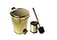 Kit Lavabo Inox Dourado Lixeira 5L e Escova Easy Fineza - Imagem 1