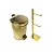 Kit Banheiro Inox Dourado Lixeira 5L e Porta Papel Higiênico de Chão Fineza - Imagem 1