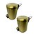 Kit 2 Lixeiras Dourada em Aco Inox Fosca para banheiro Com Pedal - Imagem 1