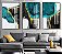 Quadros Decorativos Abstratos Azul, Dourado e Cinza - Imagem 1