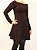 Vestido curto manga longa estampa preta e marsala - Imagem 1
