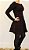 Vestido curto manga longa estampa preta e marsala - Imagem 5