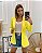 Blazer alongado acinturado em neoprene - amarelo neon - Imagem 3