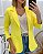 Blazer alongado acinturado em neoprene - amarelo neon - Imagem 2