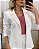 Blazer alongado acinturado em neoprene - branco - Imagem 2