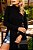 Blusa manga longa gola alta com fenda - preto - Imagem 1
