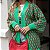 Cardigan em tricot linha verde com detalhes geométrico maravilhoso - Imagem 2