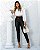 Calça feminina skinny preta com pala reta - Imagem 2