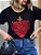Tshirt Coração Sagrado com pedrarias bordada à mão - Imagem 2
