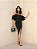Vestido babado em crepe com lurex Pietra - Preto - Imagem 1