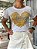 Tshirt com aplicação de pedraria - Coração ouro e Amor prata - Imagem 10