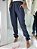 Calça jogger com amarração na barra em  jeans chambret - Imagem 1